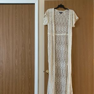 Lace beach cover up with drawstring tie